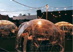  Steel Frame Coffee Geodesic Dome Tent Clear PVC For Restaurant Manufactures