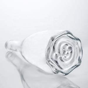  Custom Logo Unique Floral Bottom Super Flint Long Neck 750ml Glass Bottle for Gin Cork Manufactures