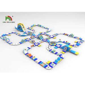 Buy cheap 0.9mm Plato PVC Customized 61x41m Blue Inflatable Floating Water Park With Slide from wholesalers