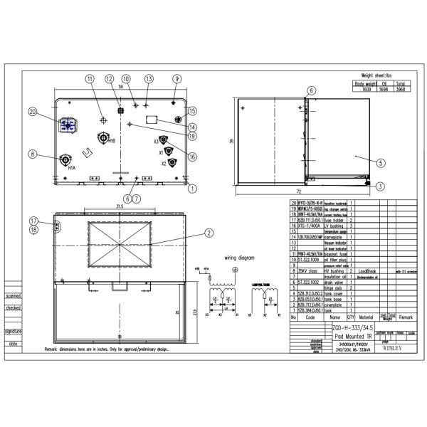 333kva Single Phase Pad Mounted Distribution Transformers 34500grdy To 240v Meets Ansi Ieee Standards
