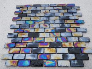 Colorful Brick Marble Glass Accent Tile , Glass Floor Tiles Bathroom Mosaic Manufactures