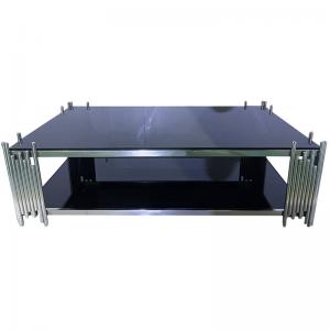 China Home Furniture Tubular Silver Coffee Table With Tempered Glass Wholesale on sale