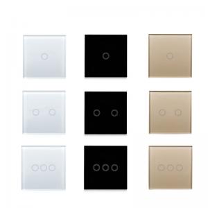  Wall Light Switch EU/UK Standard Touch Switch White Crystal Glass Panel Manufactures