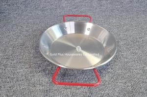China Kitchen korean stainless steel cooking paella pan tray happy cooking spanish seafood pan with red handle on sale
