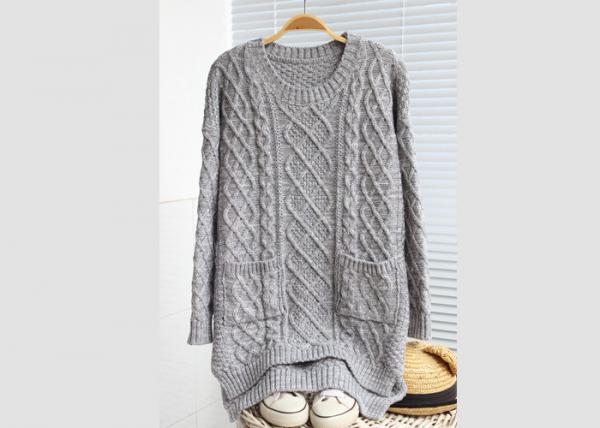 Quality Cables Leisure Loose Womens Knit Pullover Sweater For Young Girl Colleague Style for sale