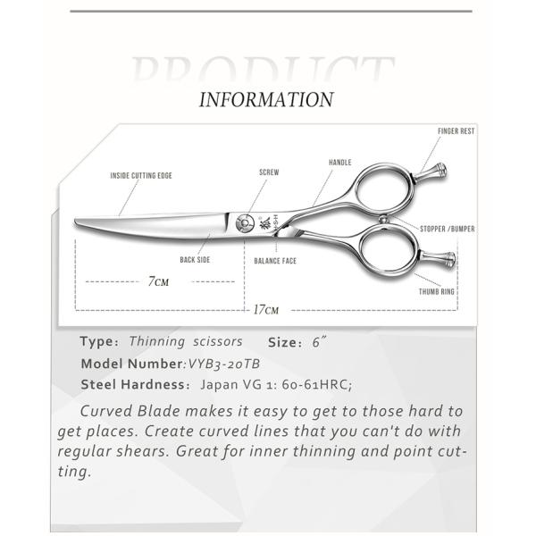 Sliding Cutting Professional Barber Scissors , Curved Blade Scissors UFO Screw