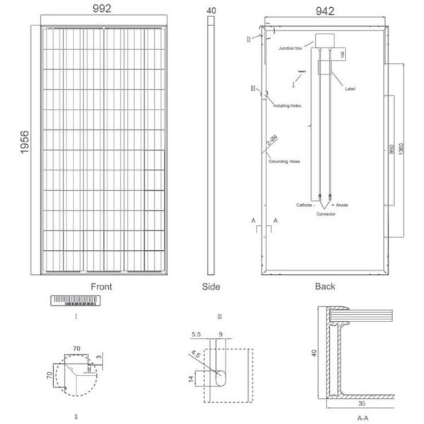 Roof Power System Monocrystalline Solar Module / Silicon Solar PV Module 310 Watt
