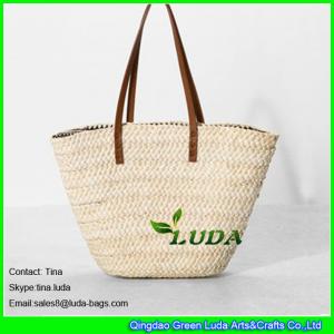 China LUDA leather handles straw handbags wholesale cornhusk straw handbags on sale