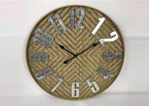  ZYWSC001 27.5 Farmhouse Bamboo Rattan Round Wall Clock Country Style For Wall Decor Manufactures