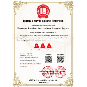 ZHENGZHOU SHENGHONG HEAVY INDUSTRY TECHNOLOGY CO., LTD. Certifications