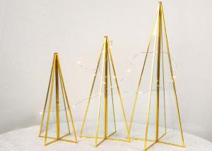  Glass cone tower craft ornaments Christmas glass box decoration Gold border sanding geometric glass crafts in stock Manufactures