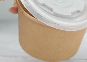  Recyclable Kraft Paper Bowls , Customized Small Paper Soup Bowls With Lids Manufactures