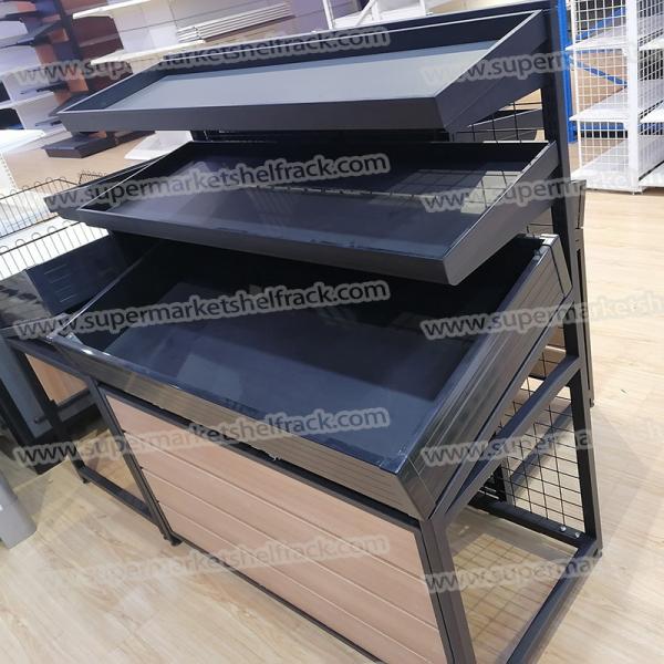 Wooden Metallic Vegetable Fruit Display Powder Coating