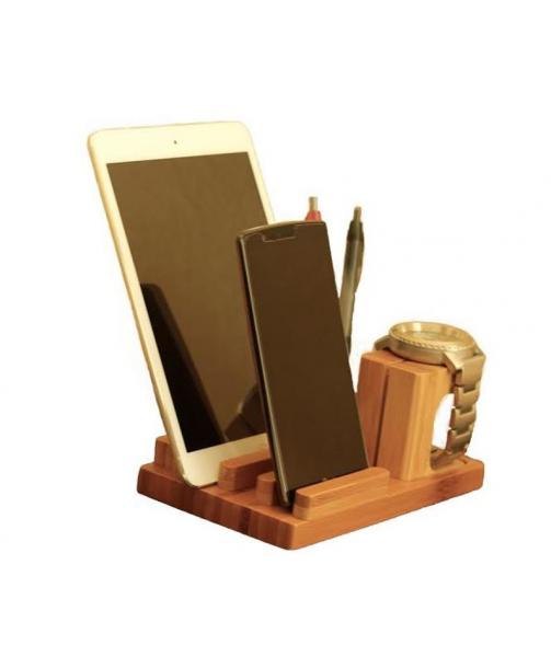 Quality Morden Design Bamboo Display Unit Cell Phone Charging Stand For Office for sale