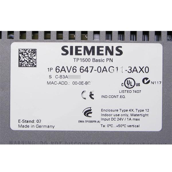 TP1500 SIEMENS SIMATIC HMI 6AV6647-0AG11-3AX0 Basic Color PN 24V