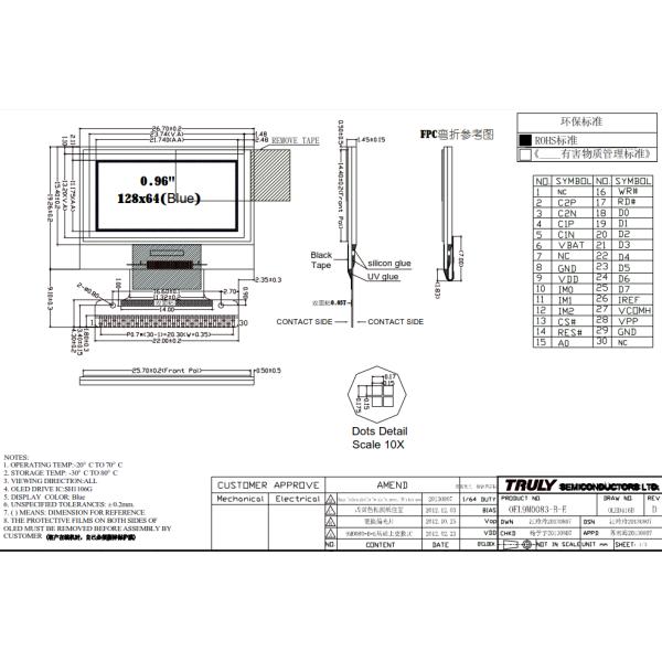 Factory Offer OEM OEL9M0083 12864 0.96" Oled Display Panel Module