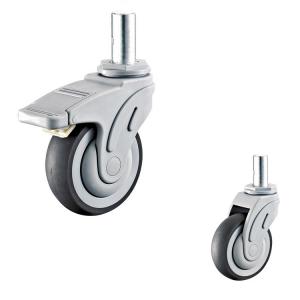 China 76x32mm Round TPR Medical Casters 3 Inch 198LBS Solid Stem Locking Wheels on sale