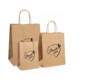 China Varnishing Kraft Paper Handbag Recycled Brown Kraft Paper Bag SGS on sale