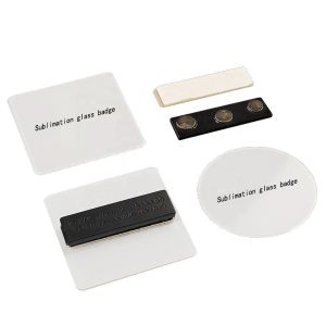 Buy cheap Sublimation Name Badge Blanks Glass Fridge Magnet Custom Printing ID Tags from wholesalers