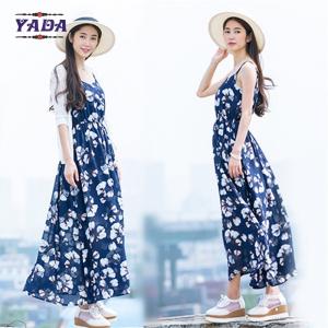  Summer beach floral spaghetti straps maxi latest party designs 100% cotton white dress with good quality Manufactures
