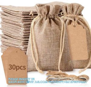 China Burlap Gift Bags And 30Pcs Gift Tags With Drawstring, Wedding Hessian Linen Sacks Bag, Jewelry Pouches For Birthday on sale