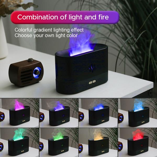 Newest Hot Sell Luftbefeuchter 180Ml Colorful Aroma RGB Led Diffuser 3d Flame Humidifier Ultrasonic Oil Flame Aroma Diffuser