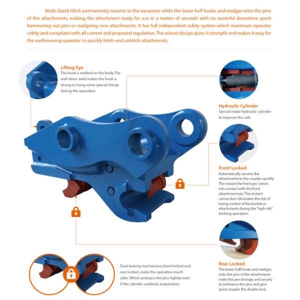 MULTI QUICK COUPLER HITCH AUTO DUAL-LOCK MECHANISM MEET AUSTRALIAN STANDARD