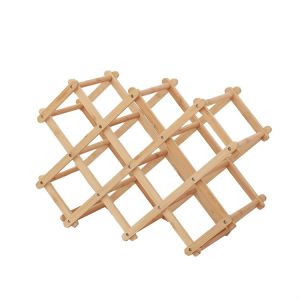  Sustainable Bamboo Foldable Wood Countertop Wine Bottle Storage Rack for 3 6-Bottles Manufactures