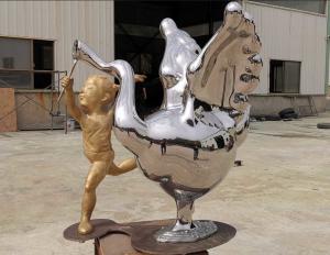 China Contemporary Outdoor Metal Statues Public Decorative Stainless Steel Animal Sculpture on sale