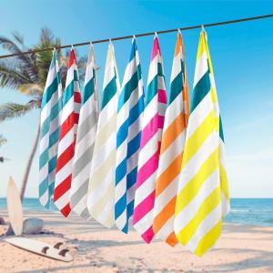  200gsm Suede Woman Printed Beach Towel Pink Striped Beach Towel Manufactures