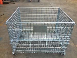 China Industrial Stackable Welded Steel Wire Mesh Pallet Cage For Warehouse Storage on sale