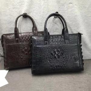 China Exotic Genuine Crocodile Skin Businessmen ZIP Laptop Briefcase Authentic Alligator Leather Male Top-handle Working Purse on sale
