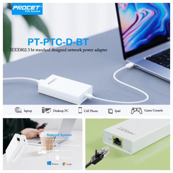 DC OEM PoE Ethernet To Usb C Ieee 802.3 Bt Standard