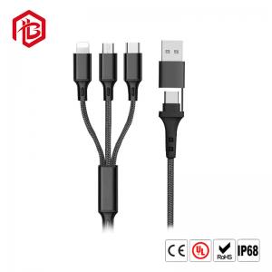  Micro USB Type C Lighting 3 4 In 1 3A Multi Phone Charger Fast Charging USB Data Cable Manufactures