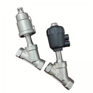 China Versatile Plastic Actuator Pneumatic Angle Seat Valve with NPT/BSPP Thread Connection on sale