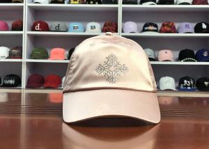  Hot Sales ACE Unisex Adjustable Rhinestone Embroidery Logo Satin Fabric Soft Design Baseball Cap Curve Hat Manufactures