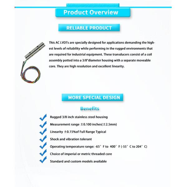UM-375-250 LVDT High Precision Micro Linear Displacement Sensor Mounting Type LVDT