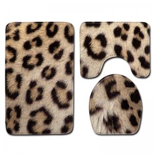  Animal Leopard Patterned Three Piece Bathroom Mats Rugs OEM ODM Manufactures