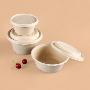  Disposable Biodegradable Take Away Pulp Sugar Cane Bagasse Bowl with Lid Manufactures