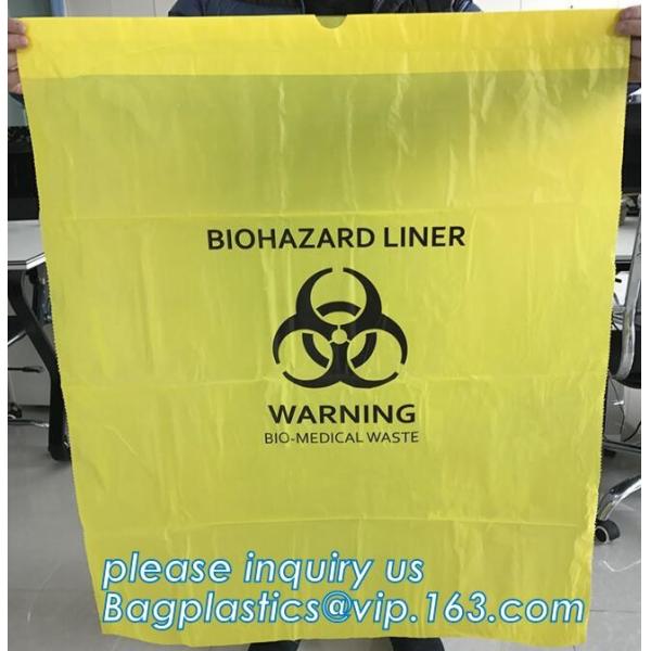 100% LDPE Biohazardous Waste Bag Resist Tears with PP drawstring, biohazard garbage bag garbage bags heavy duty plastic