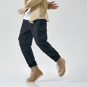  Men'S Casual Outdoor Elastic High Waisted Baggy Workout Pants With Pockets Solid Color Manufactures