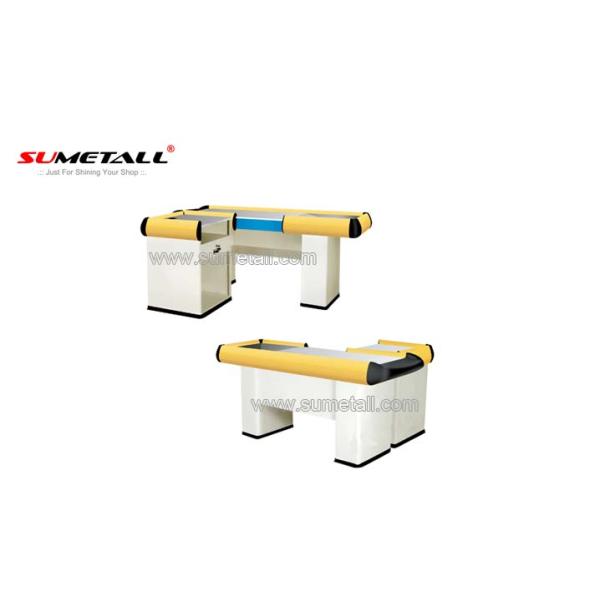 Steel Body Supermarket Cashier Counter , Retail Cash Register Counters