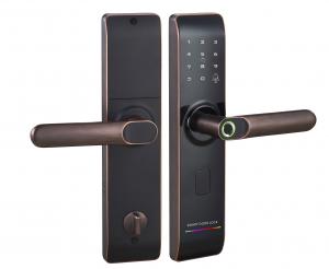  Wi-Fi Fingerprint Smart Lock with Reversible Handle Keyless Entry digital Lock IC Card Anti-peep Code Handle Door Lock Manufactures