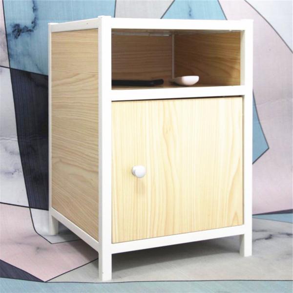 Customized SGS 510mm Wood Metal Bedside Table