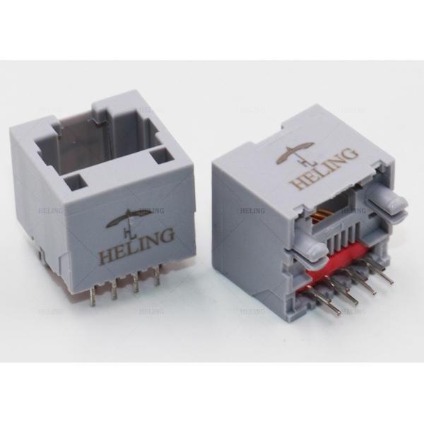 Female 8P8C RJ45 Right Angle Connector 10 / 100 Base - T Magnetic With G / Y LED Pipes