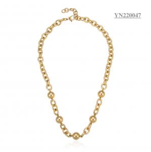  Expensive brand golden ball thick chain torque 18k Gold Stainless Steel Necklace Manufactures