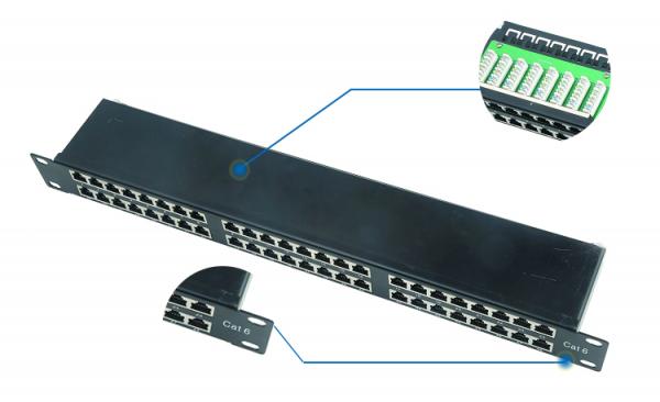 Iso Approved 48 Port Cat6 Patch Panel , 48 Port Feed Through Patch Panel