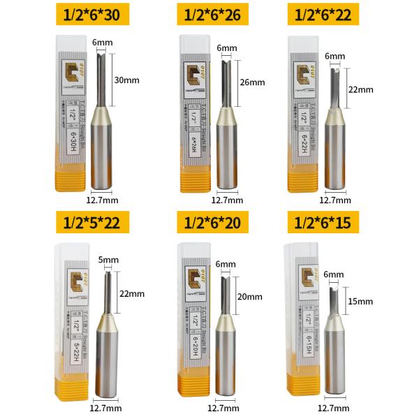 Arden 1/2 Shank 0107 Tct Straight Cnc Wood Router Bit 2 Flutes Straight Bits Grooving Woodworking Endmill Milling Cutter