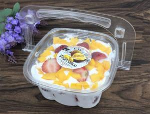 China Disposable transparent plastic PET hand basket small fruit salad cream mousse cake and pastry doggy box on sale