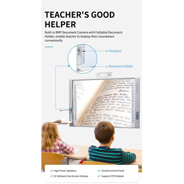 Digital Electronic Teaching Machine Whiteboard Finger Touch Smart Interactive Whiteboard with HD Projector for School